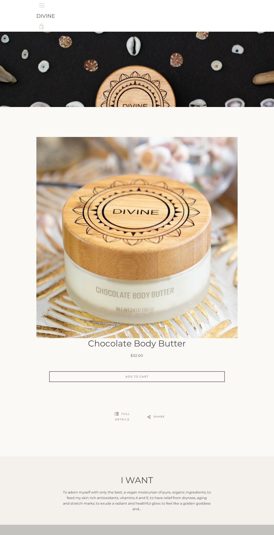 chocolatebodybutter.com — Shopify storefront screenshot