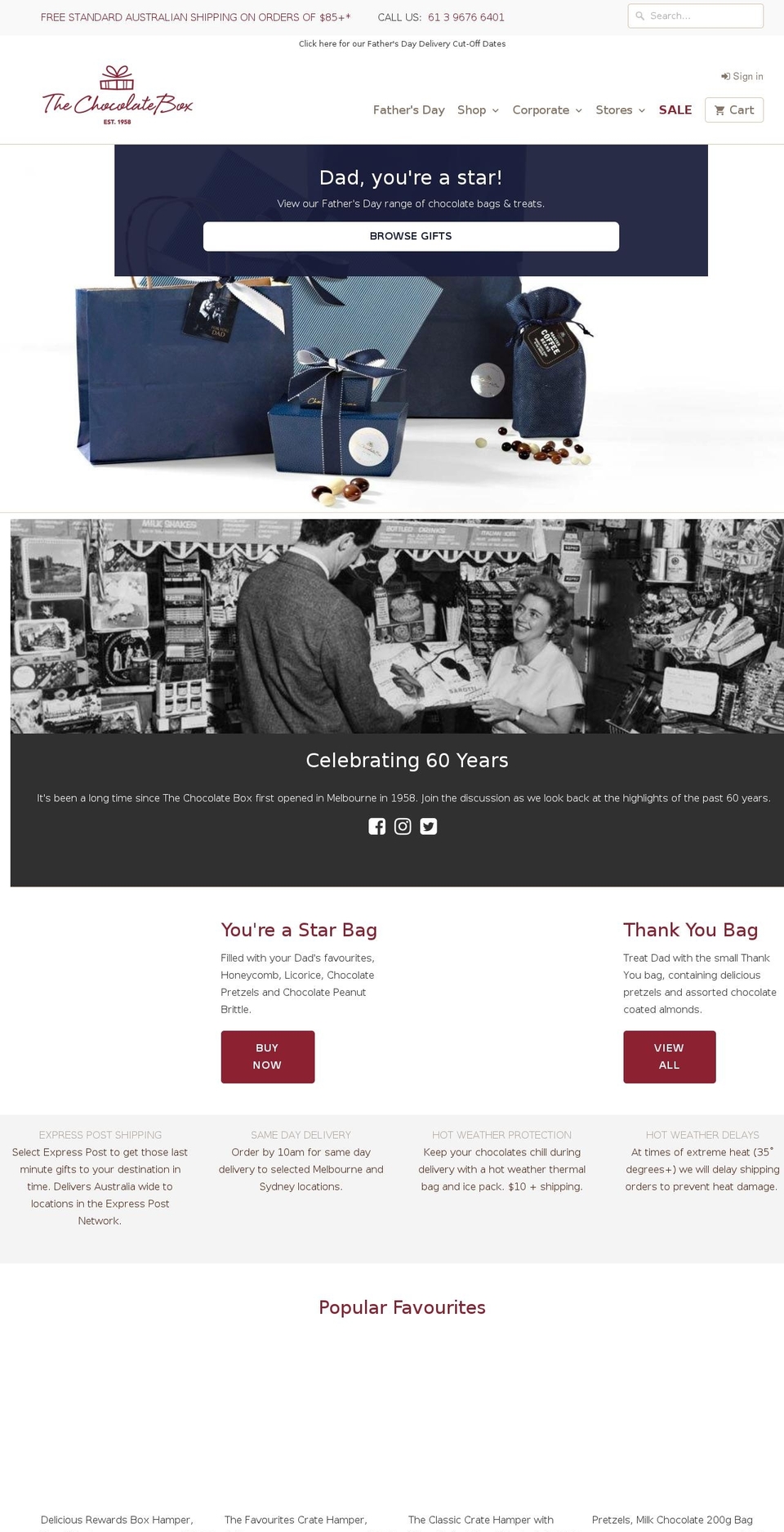 chocolateboxes.com.au shopify website screenshot