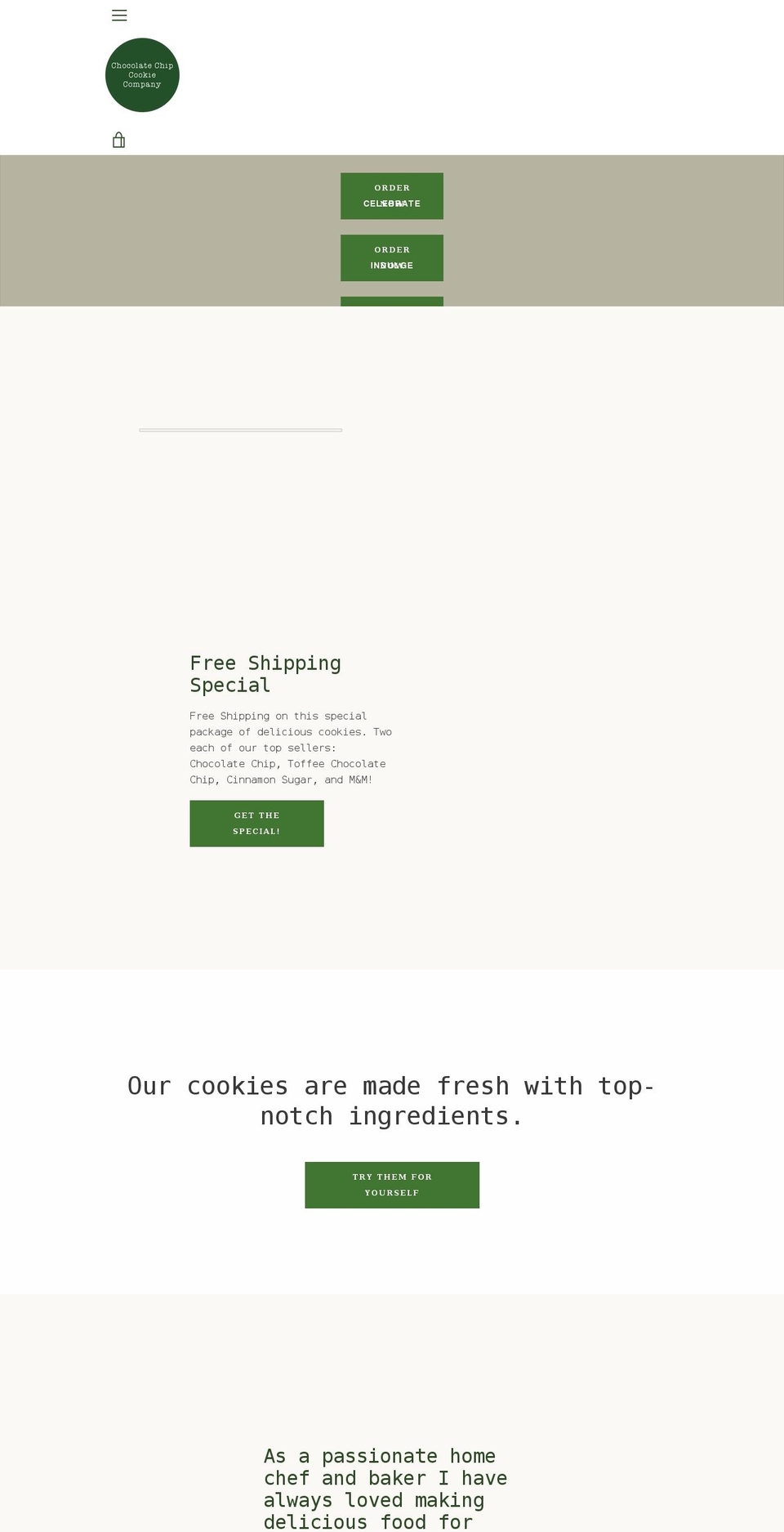 chocolatechipcookiecompany.com shopify website screenshot