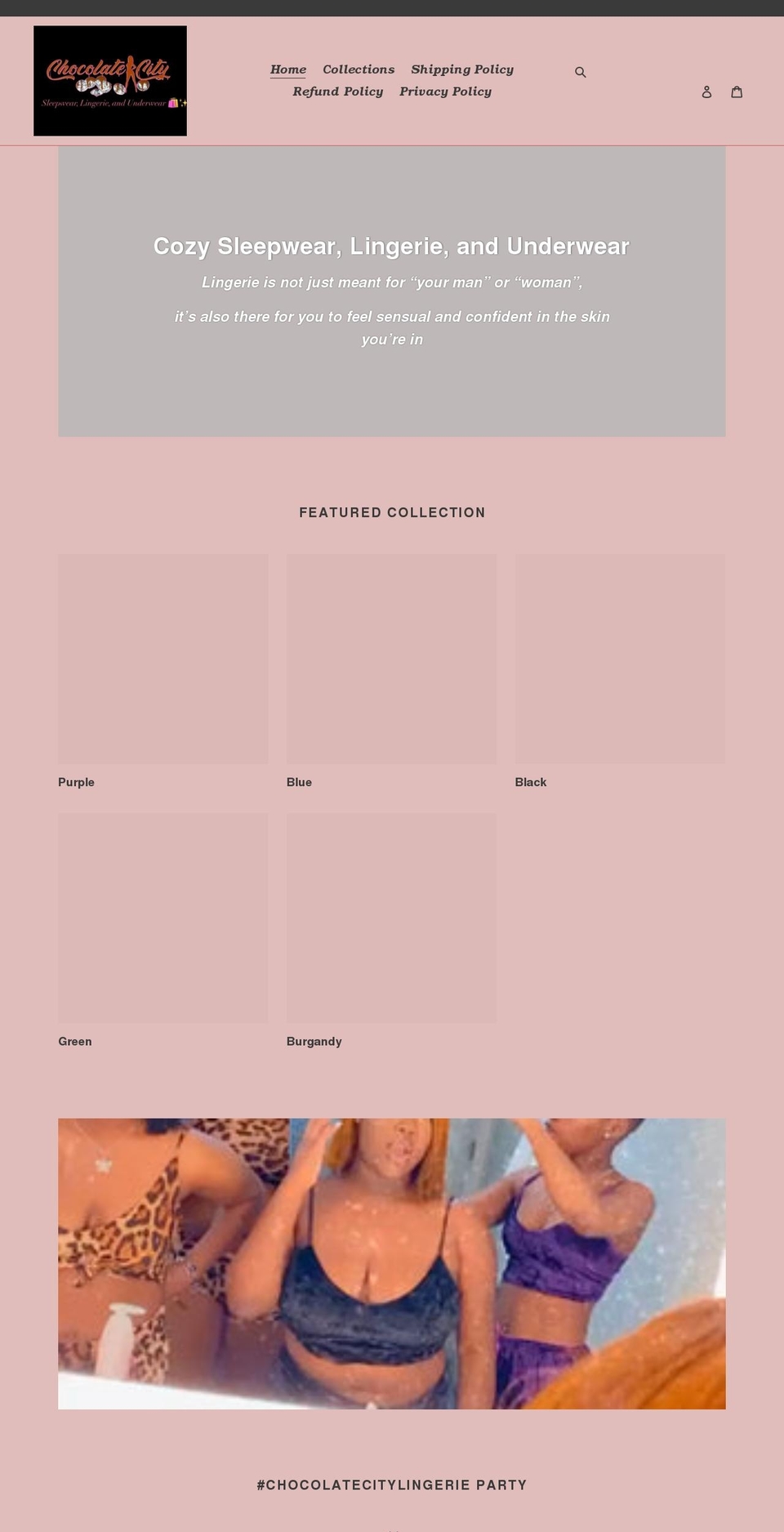 chocolatecitylingerie.com shopify website screenshot