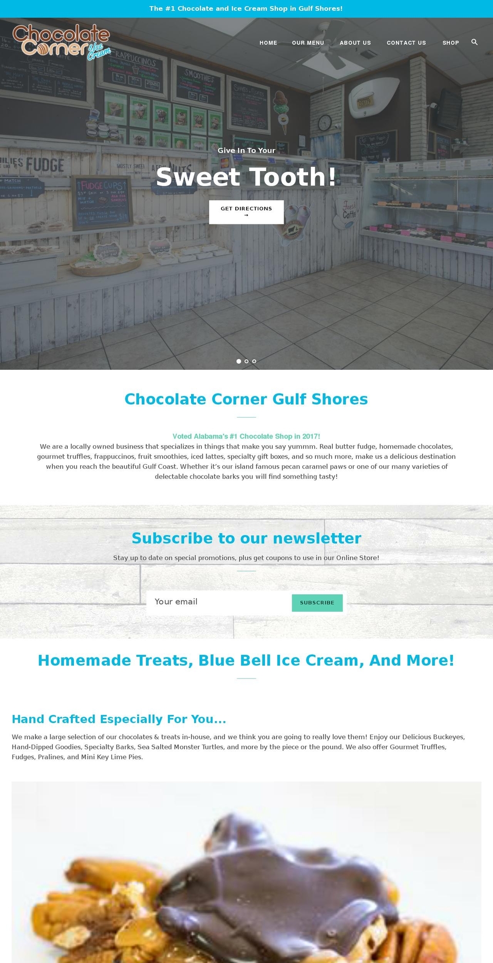 chocolatecorneronline.com — Shopify storefront screenshot