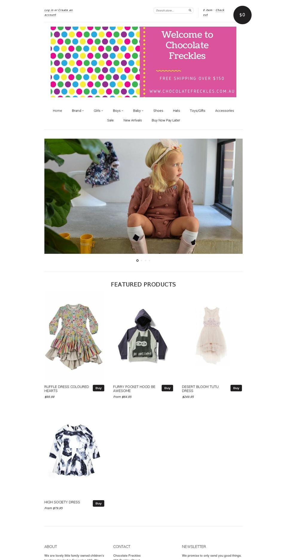 chocolatefreckles.com.au shopify website screenshot