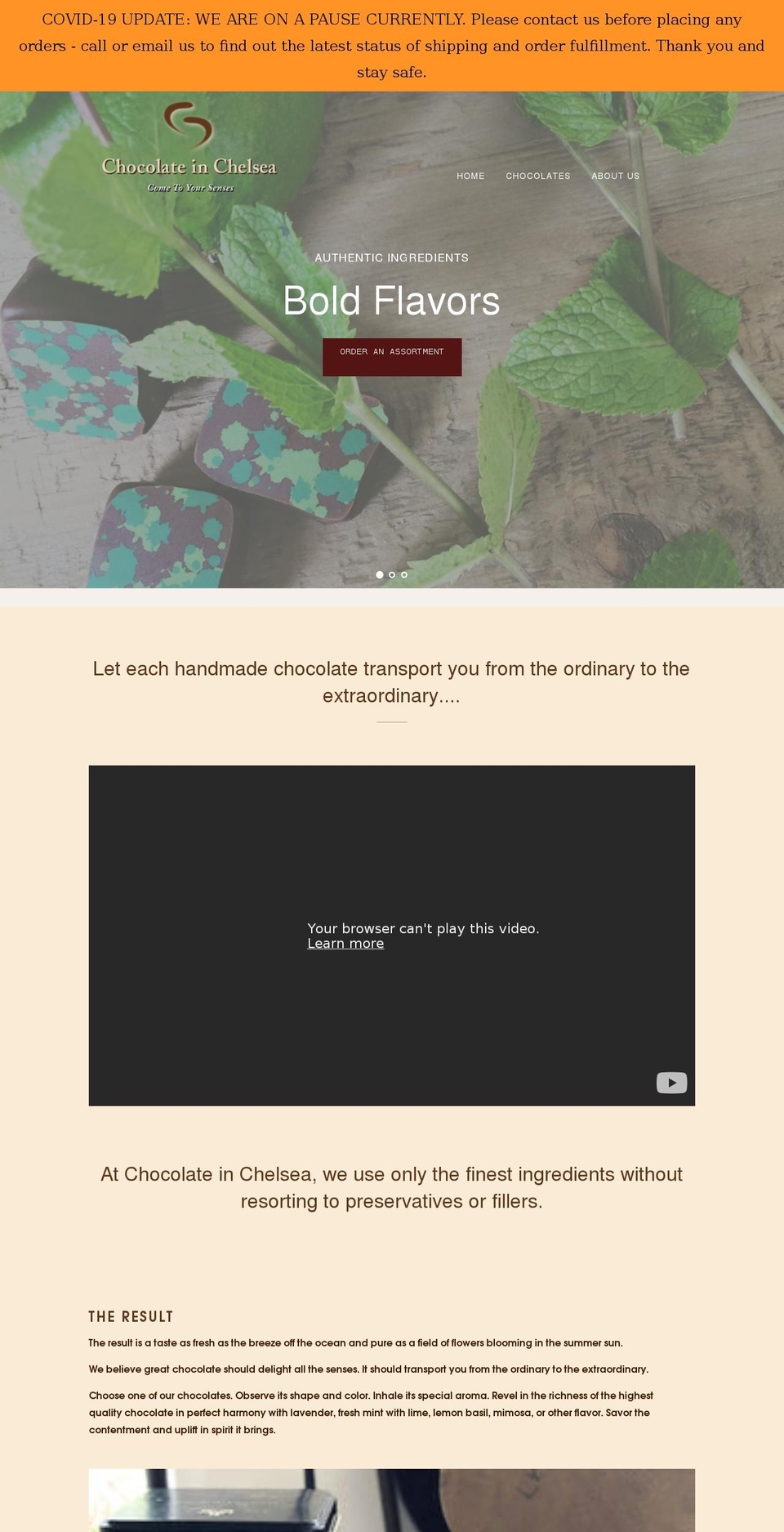 chocolateinchelsea.com shopify website screenshot