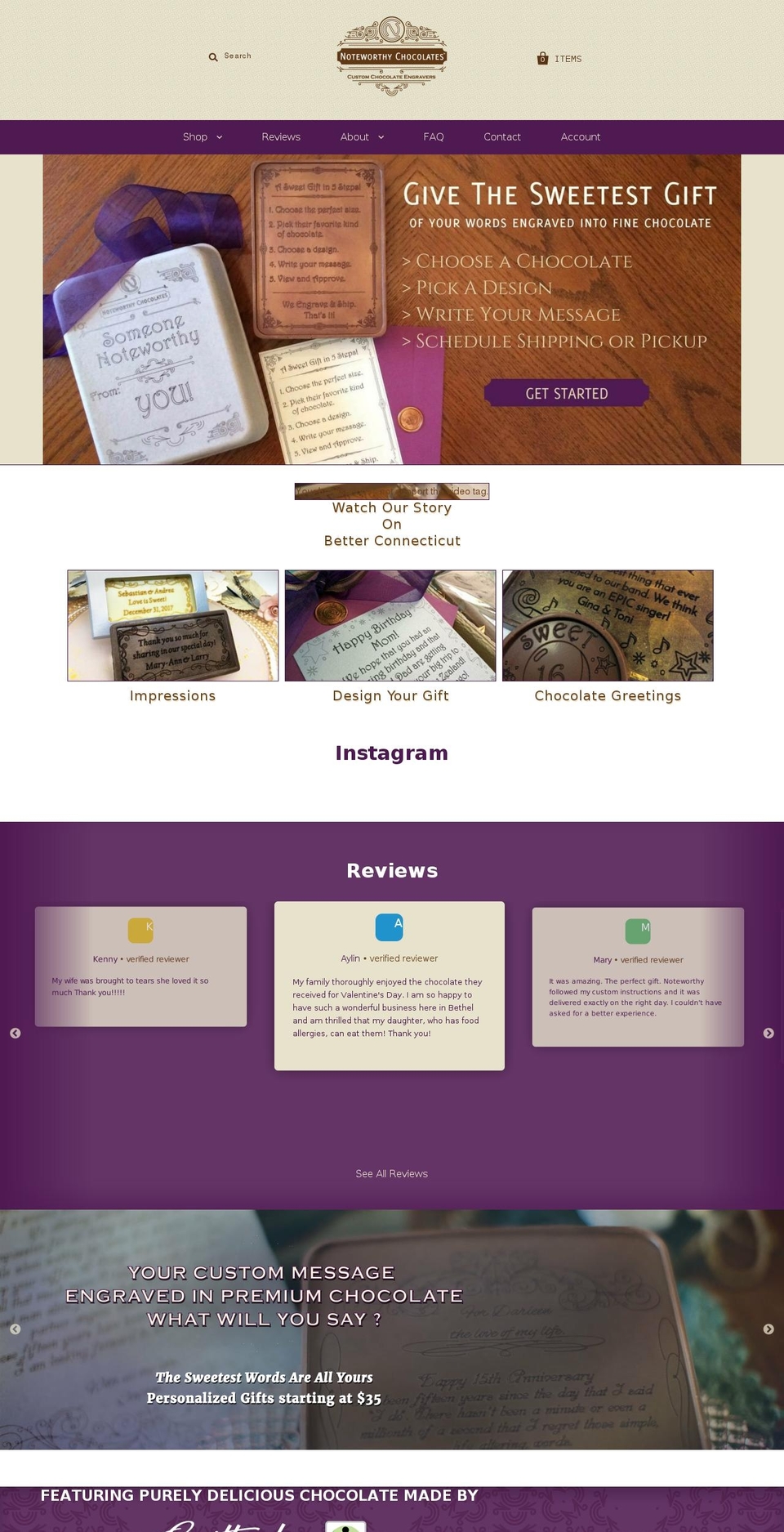 chocolatelaserengraving.com — Shopify storefront screenshot