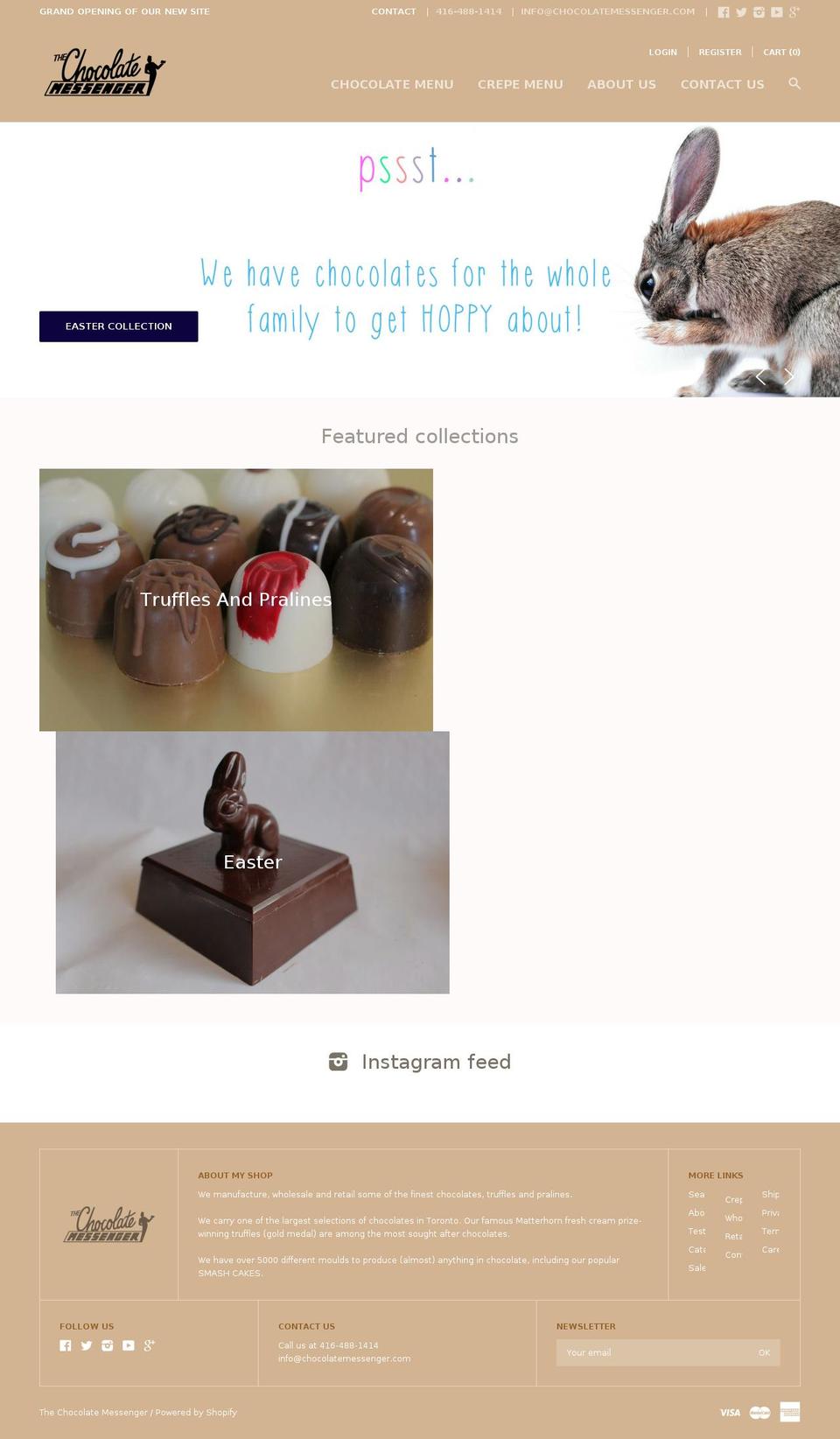 chocolatemessenger.com shopify website screenshot