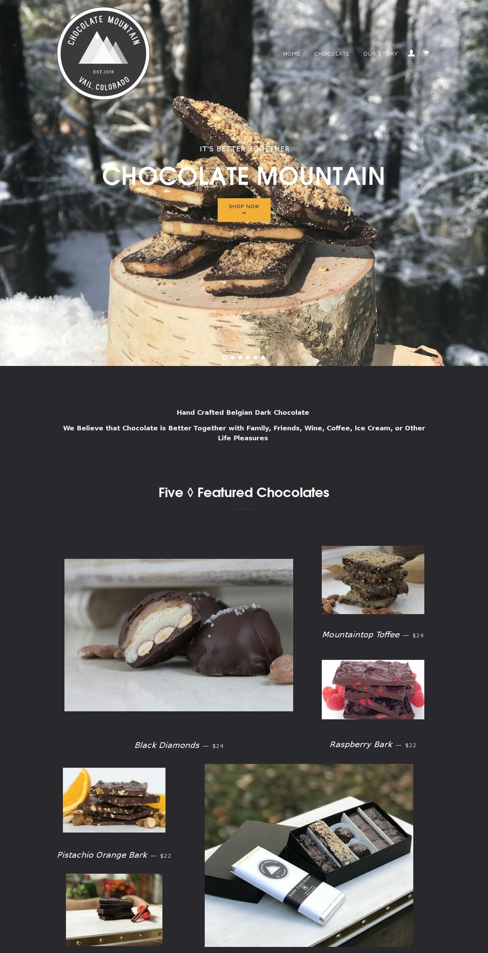chocolatemountain.com shopify website screenshot