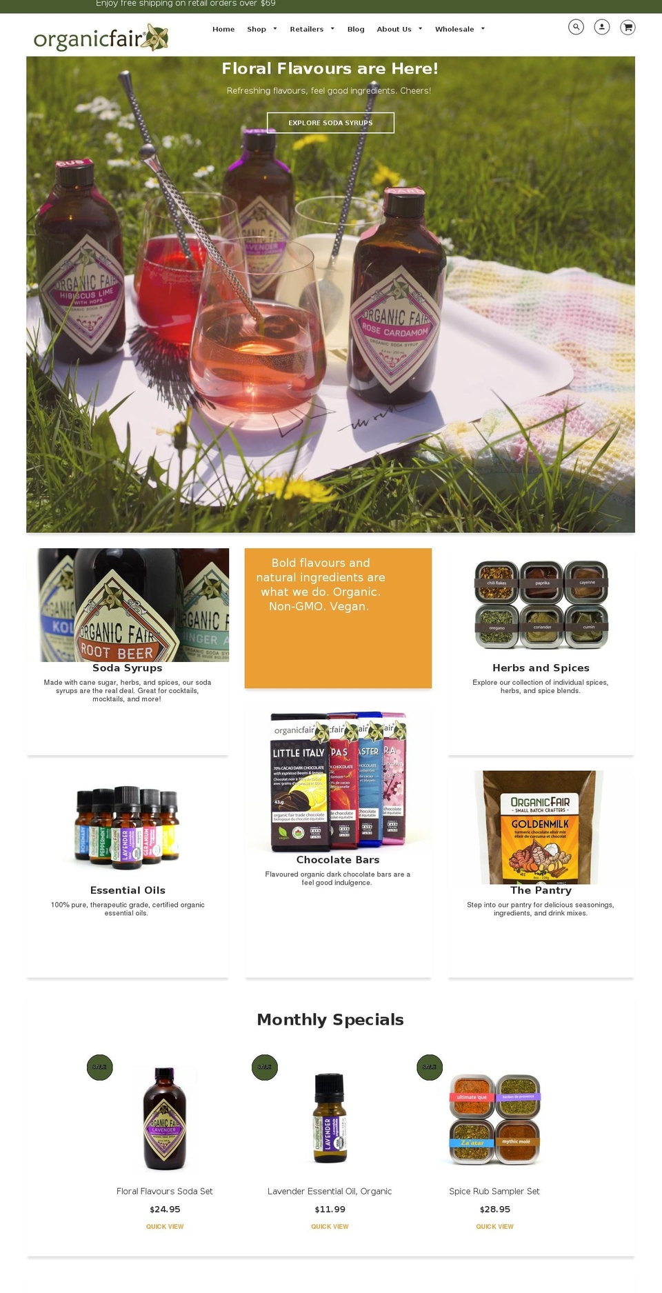 chocolateorganics.com — Shopify storefront screenshot