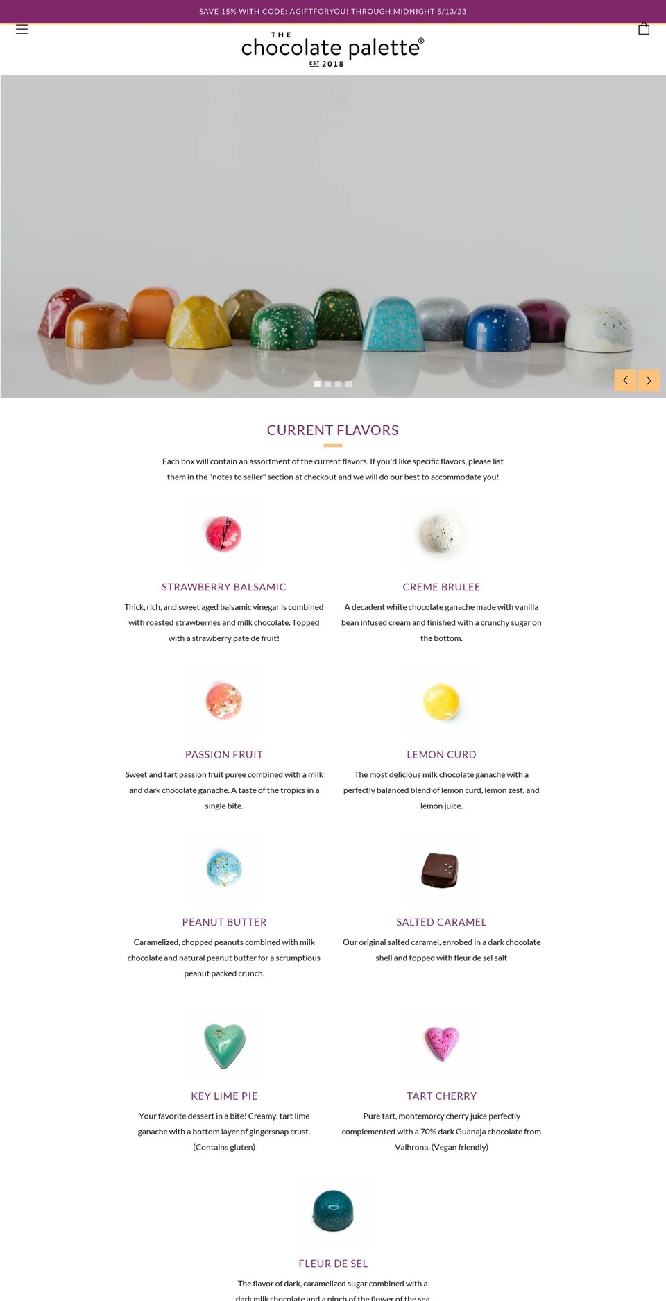 chocolatepalette.com — Shopify storefront screenshot