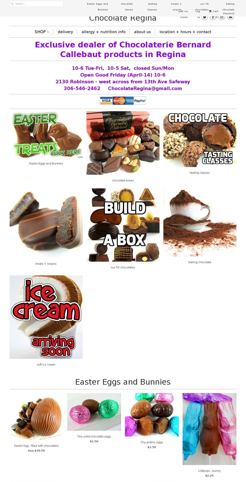 chocolateregina.com shopify website screenshot