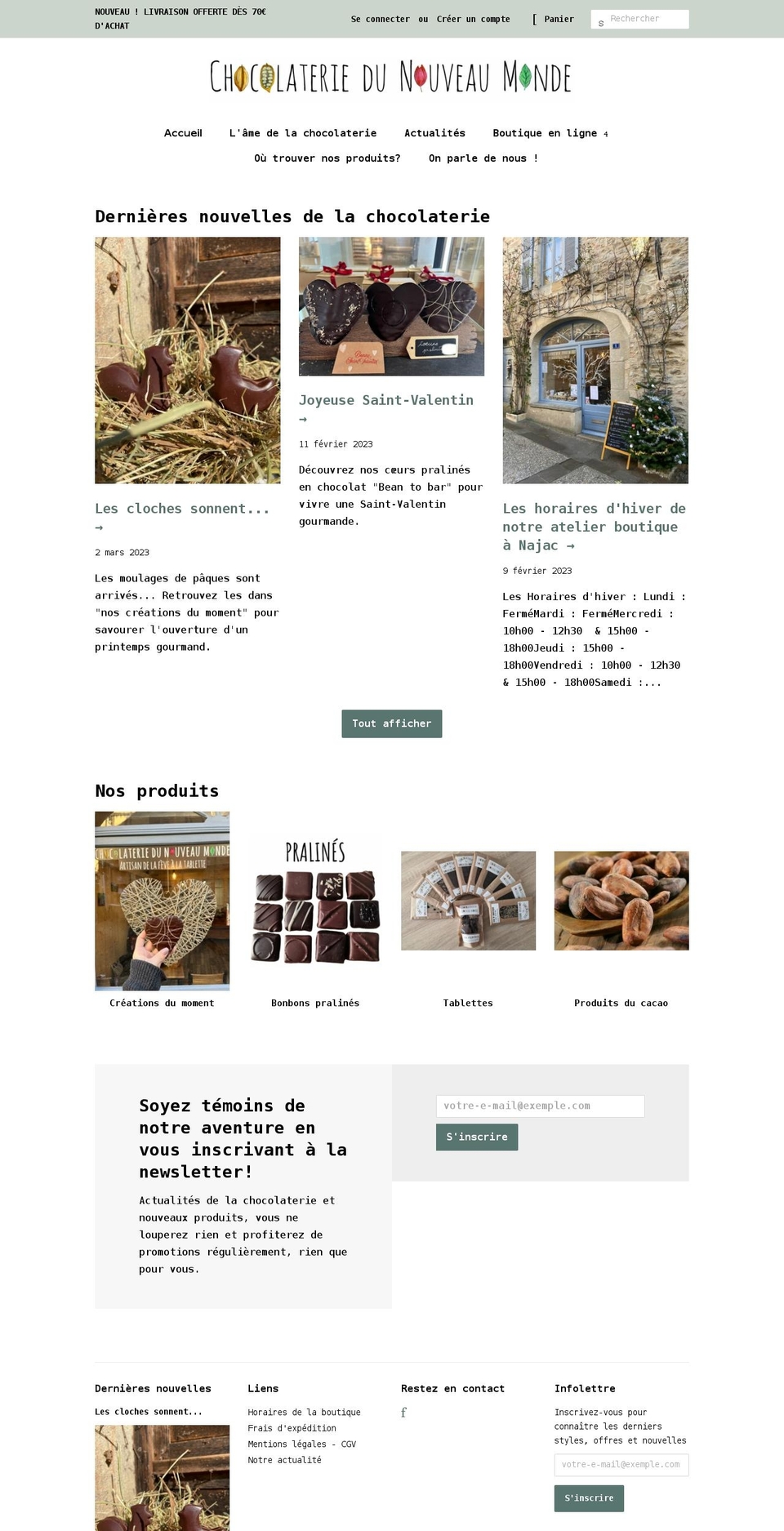 chocolateriedunouveaumonde.com shopify website screenshot