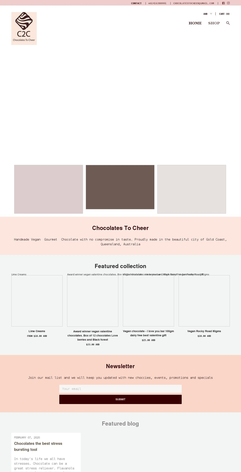 chocolatestocheer.com shopify website screenshot