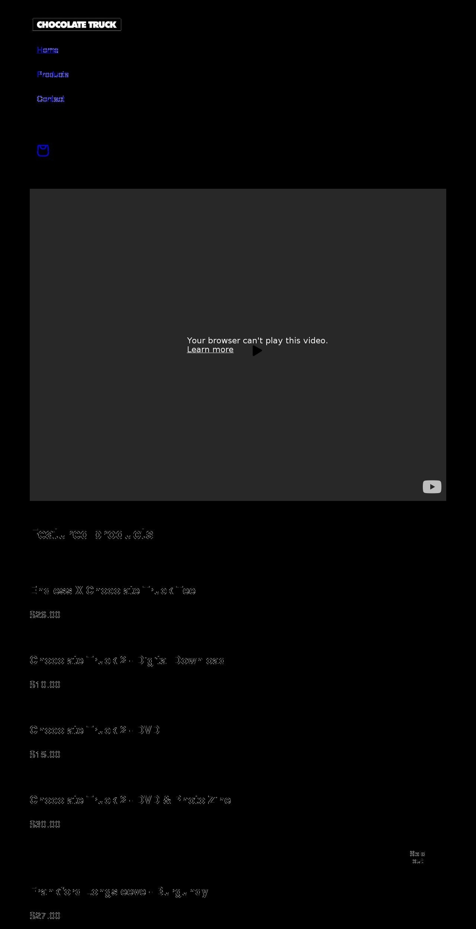 chocolatetruckbmx.com shopify website screenshot