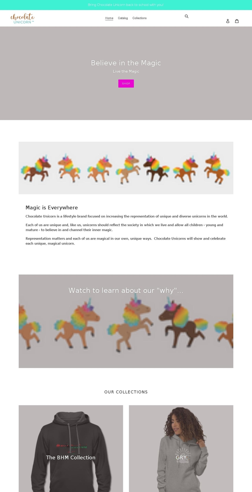 chocolateunicorn.com shopify website screenshot