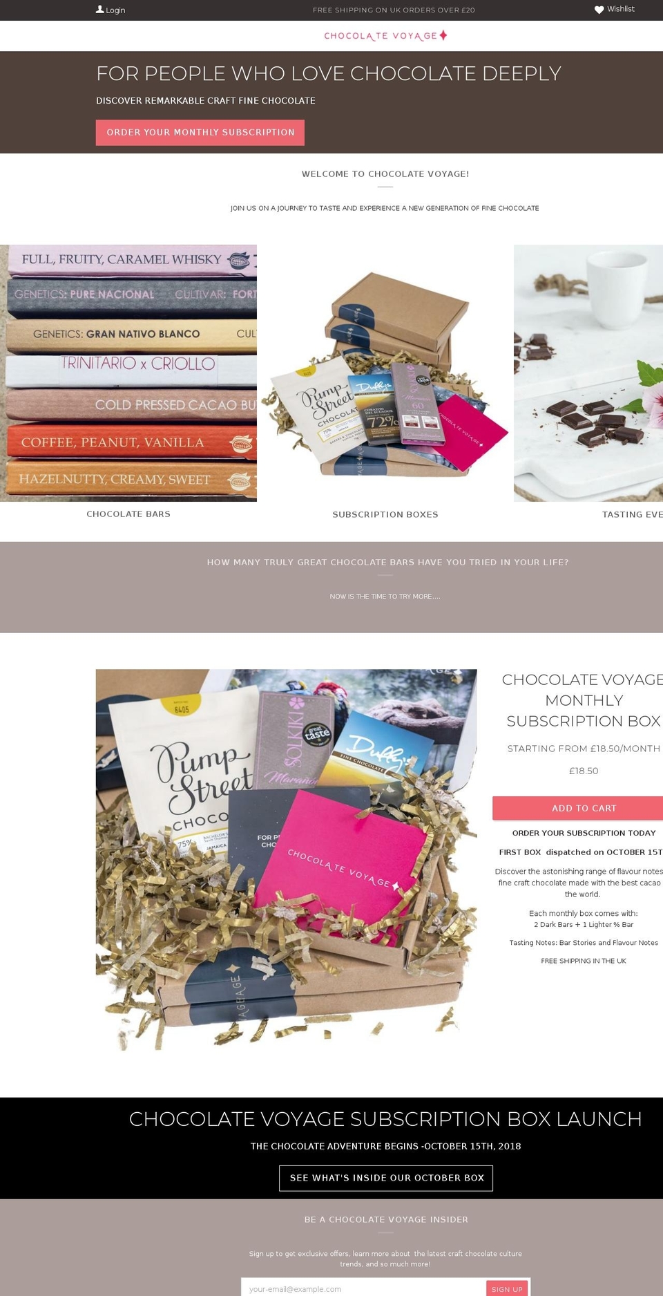 chocolatevoyage.com — Shopify storefront screenshot