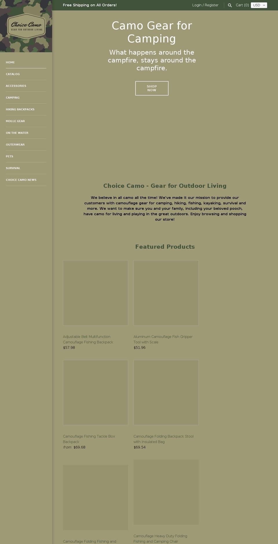 choicecamo.com — Shopify storefront screenshot