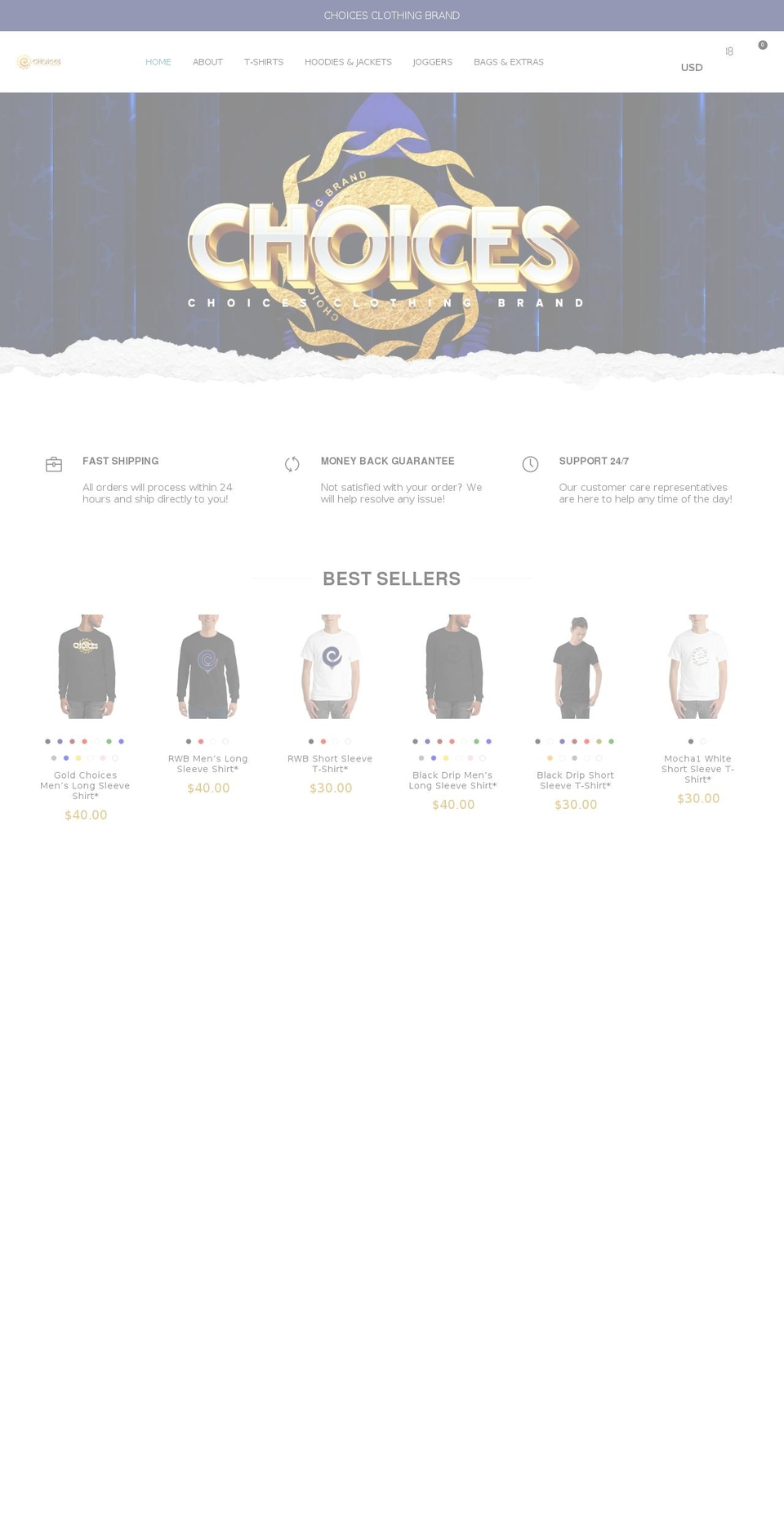 choicesclothingbrand.com shopify website screenshot