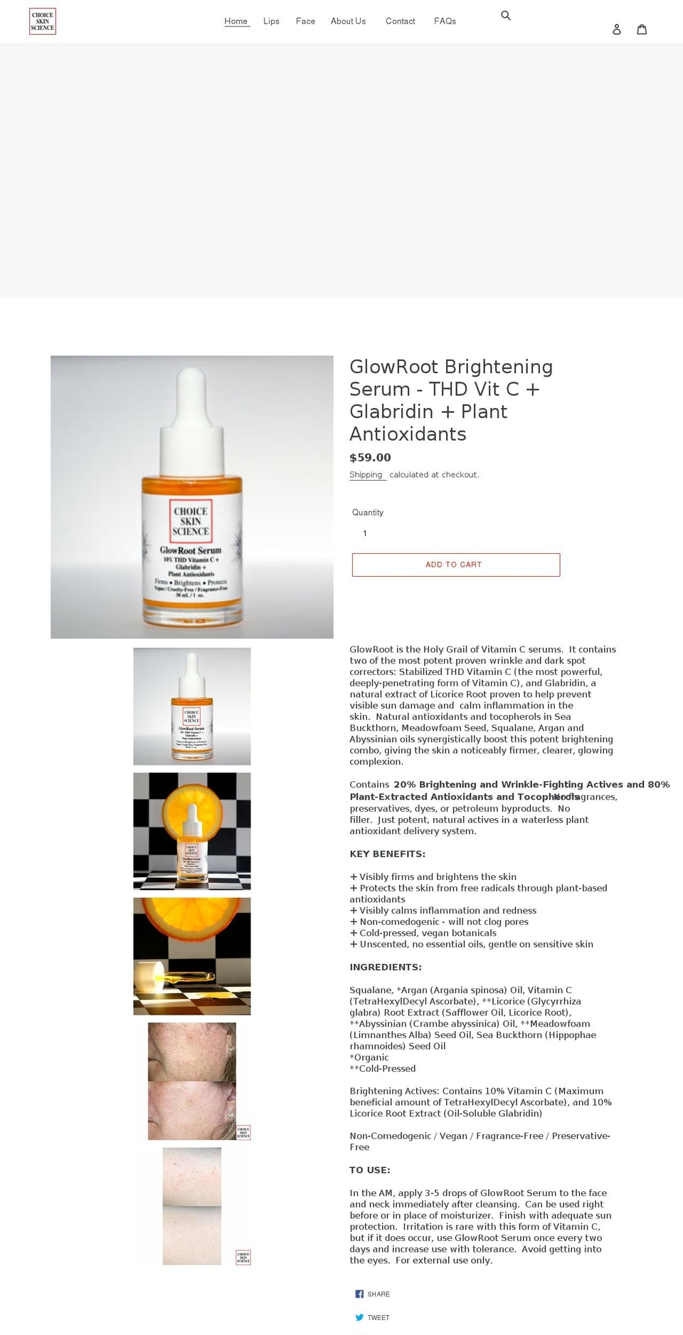 choiceskinscience.com shopify website screenshot