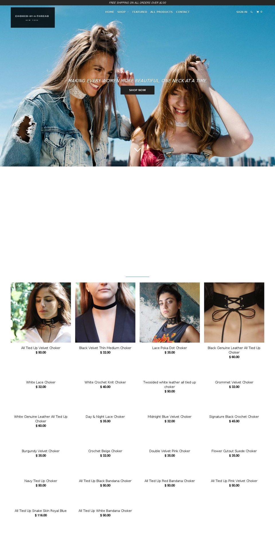 chokedbyathread.com shopify website screenshot