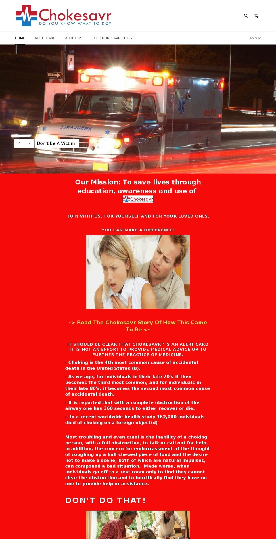 chokesavr.com shopify website screenshot