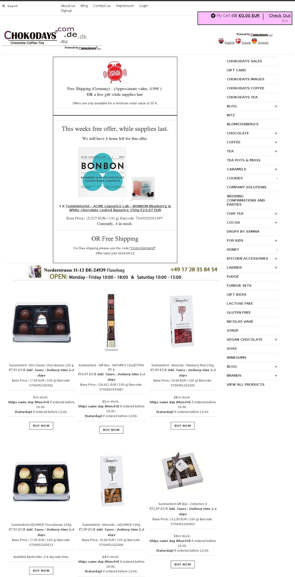 chokodays.net shopify website screenshot