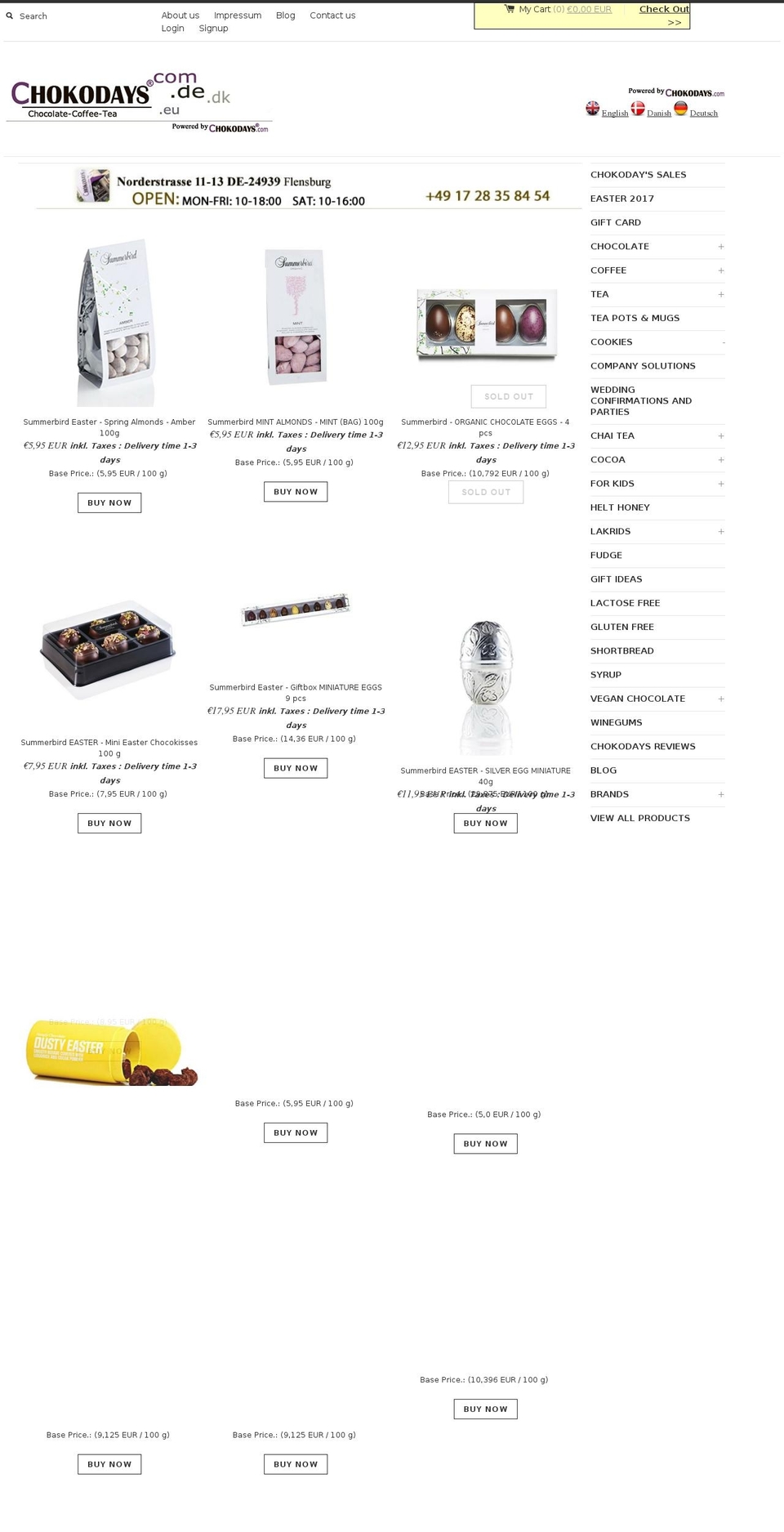 chokodayscoupon.com shopify website screenshot