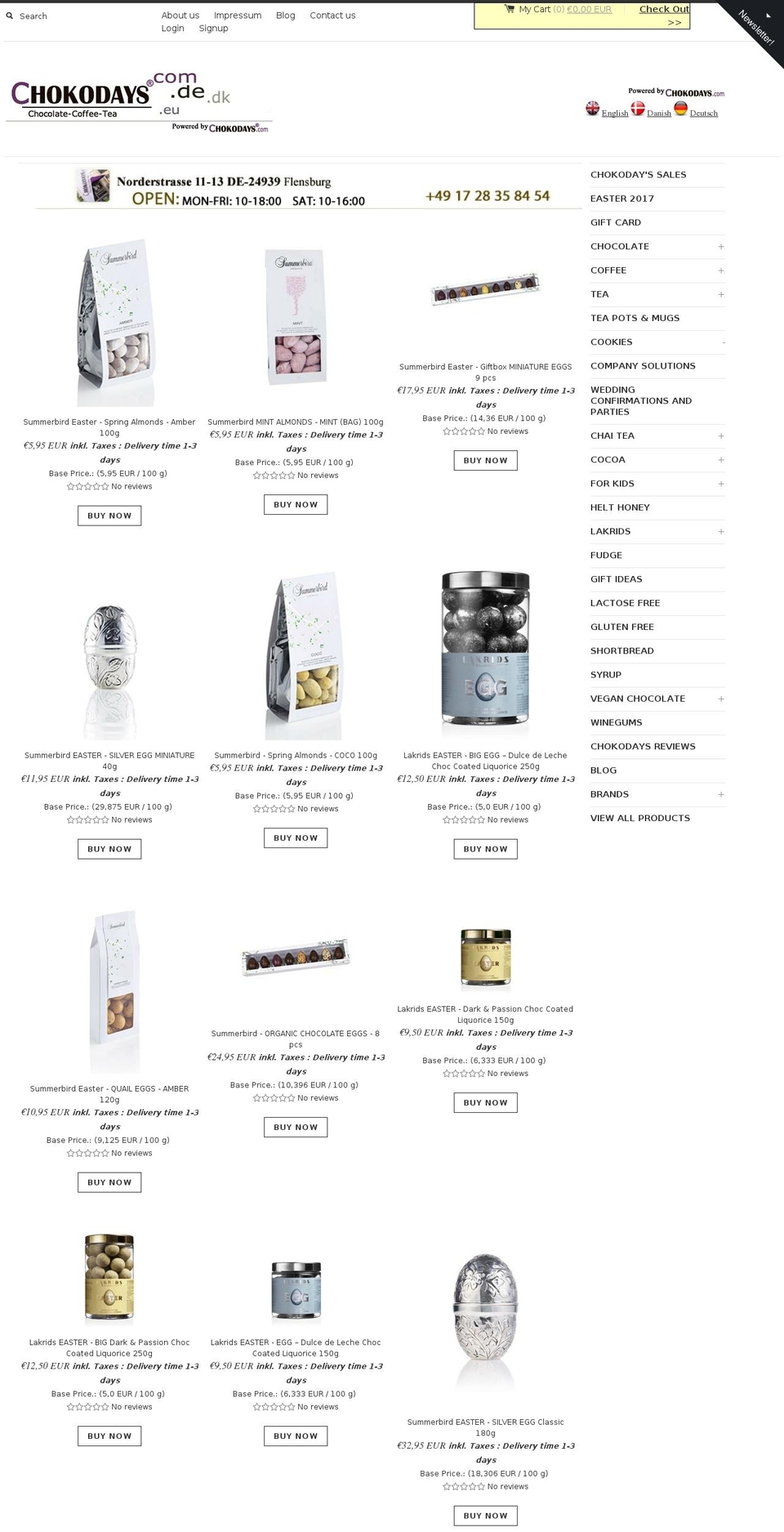 chokodaysgutschein.com shopify website screenshot