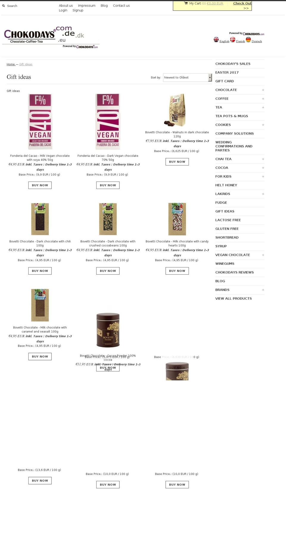 chokogifts.com shopify website screenshot