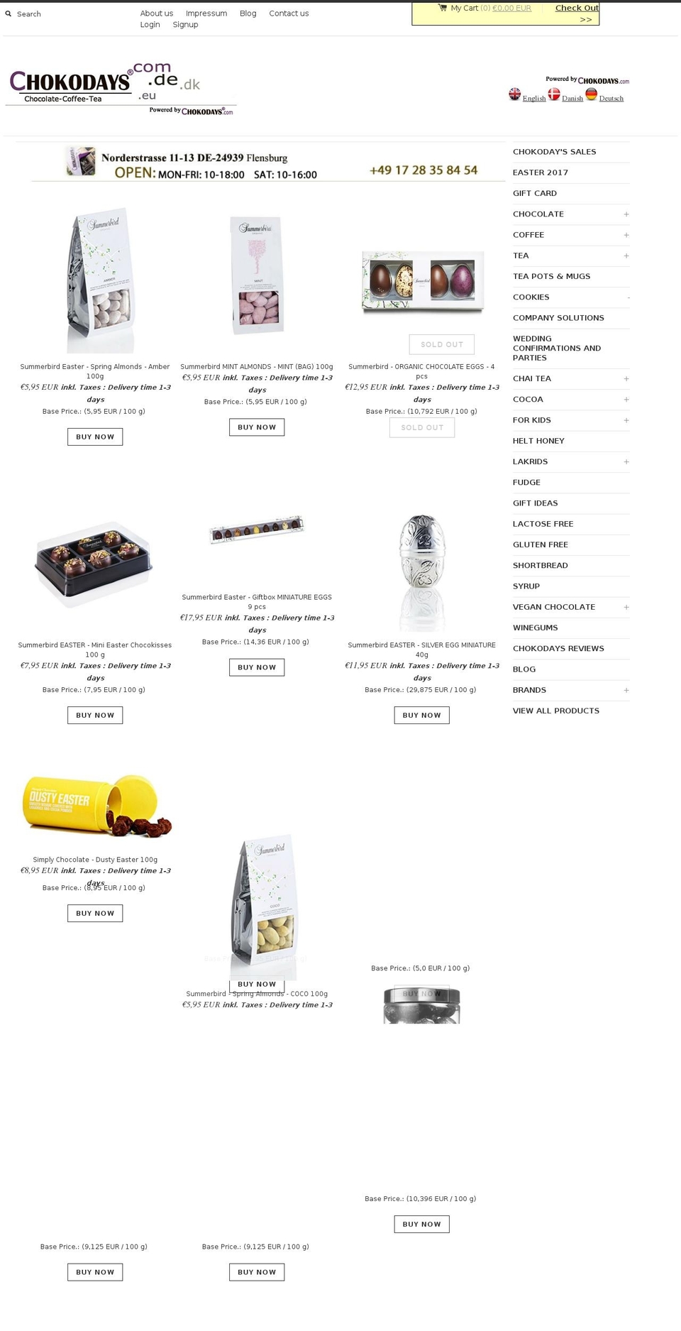 chokogifts.net shopify website screenshot