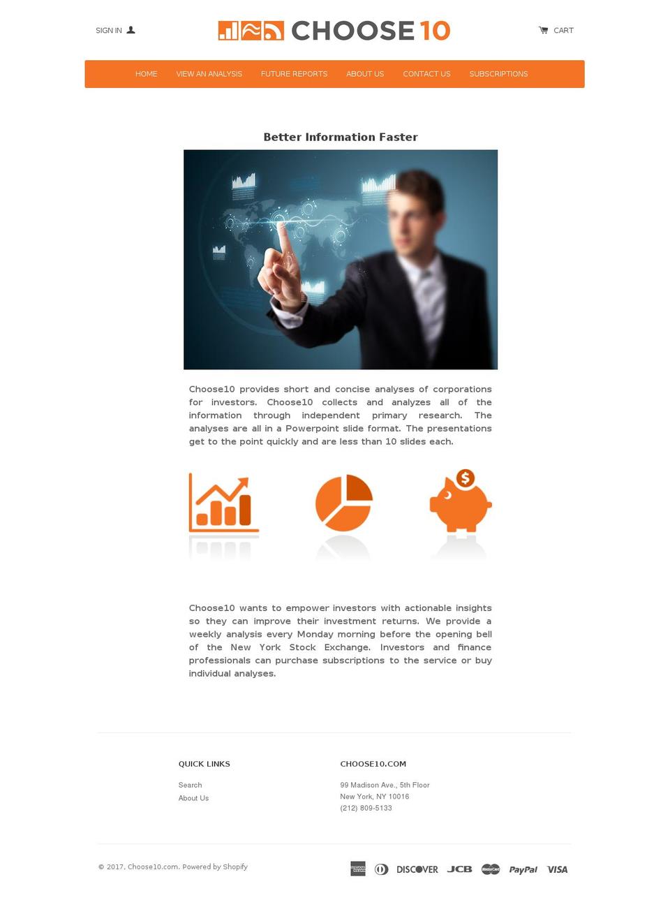 choose10.com shopify website screenshot
