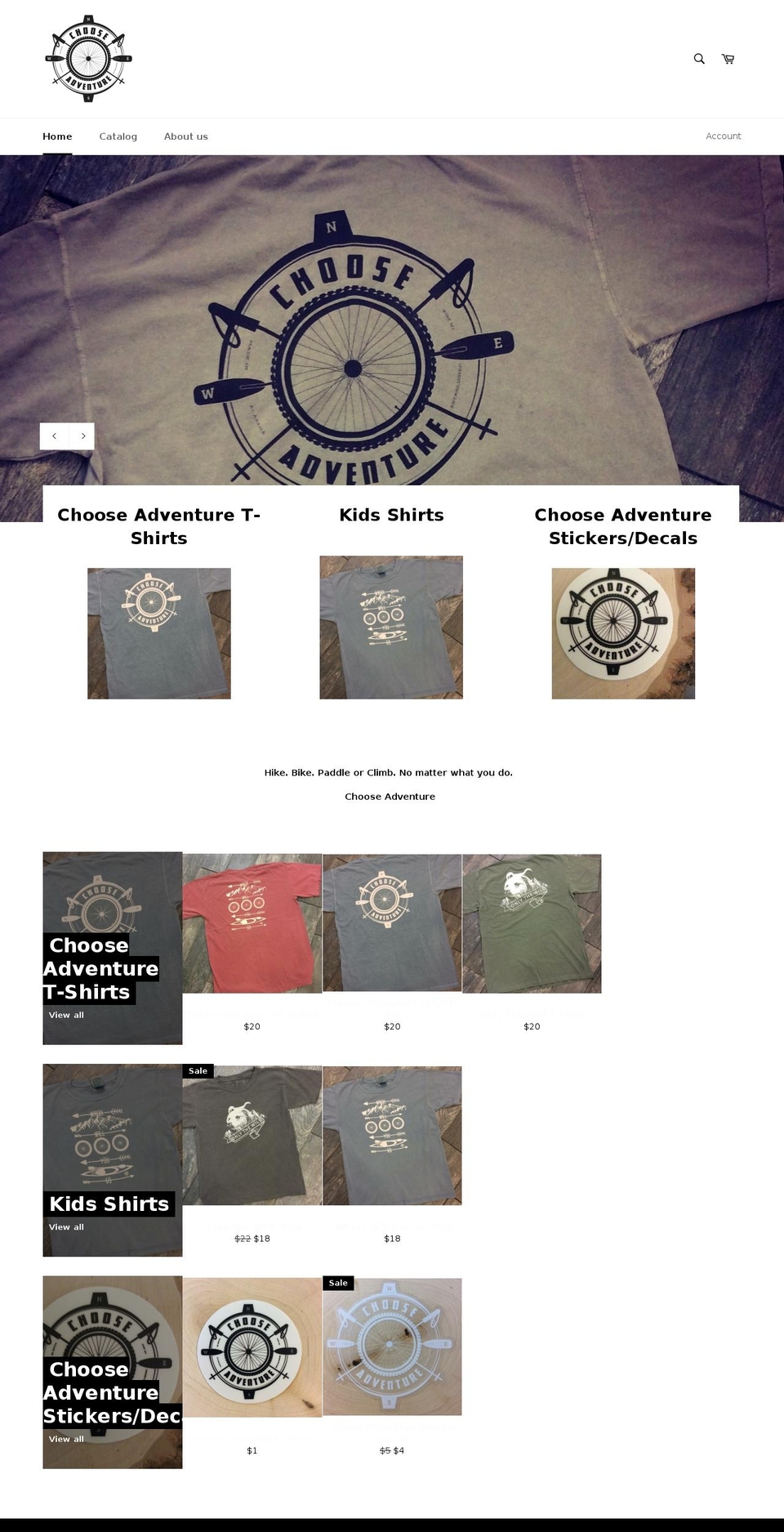 chooseadventure.org shopify website screenshot