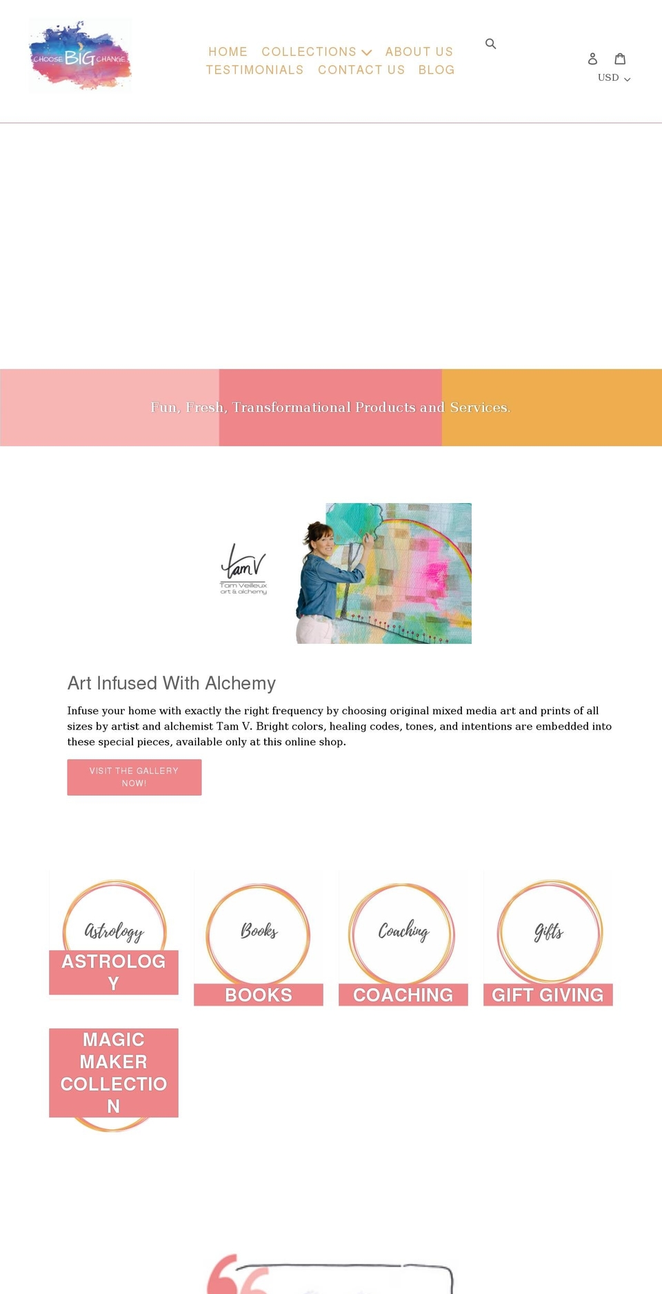 choosebigchange.com shopify website screenshot