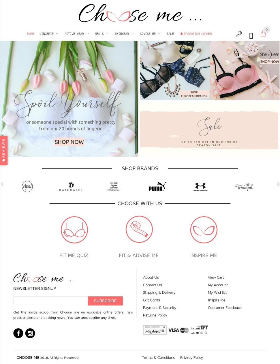 chooseme.co.za shopify website screenshot