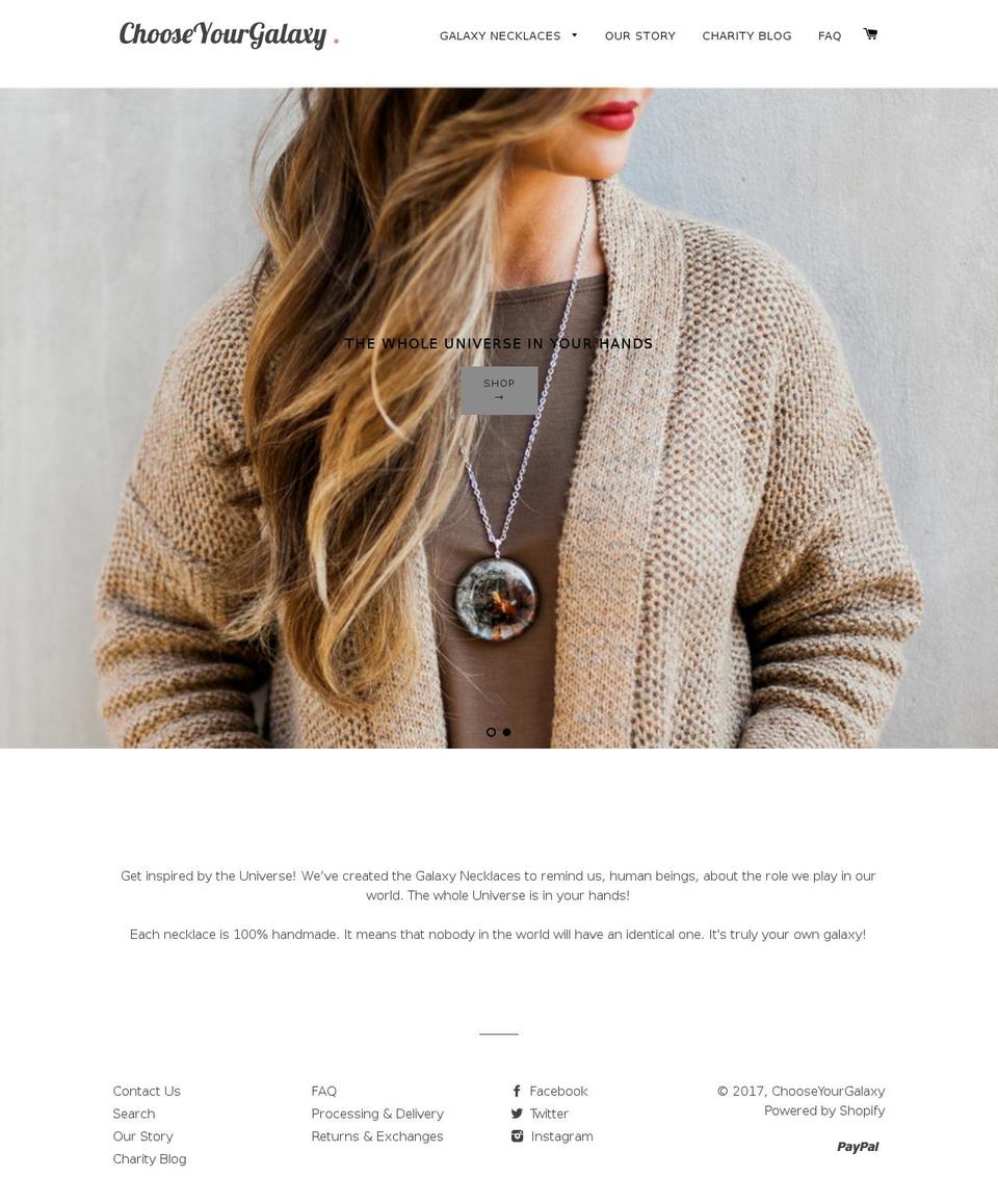 chooseyourgalaxy.com shopify website screenshot