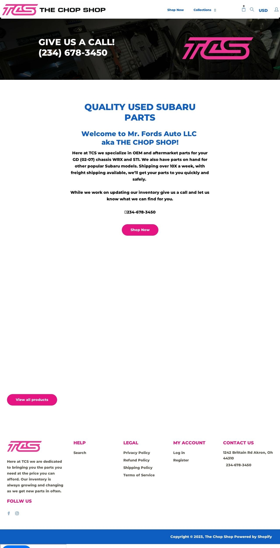 chop-shop.org shopify website screenshot