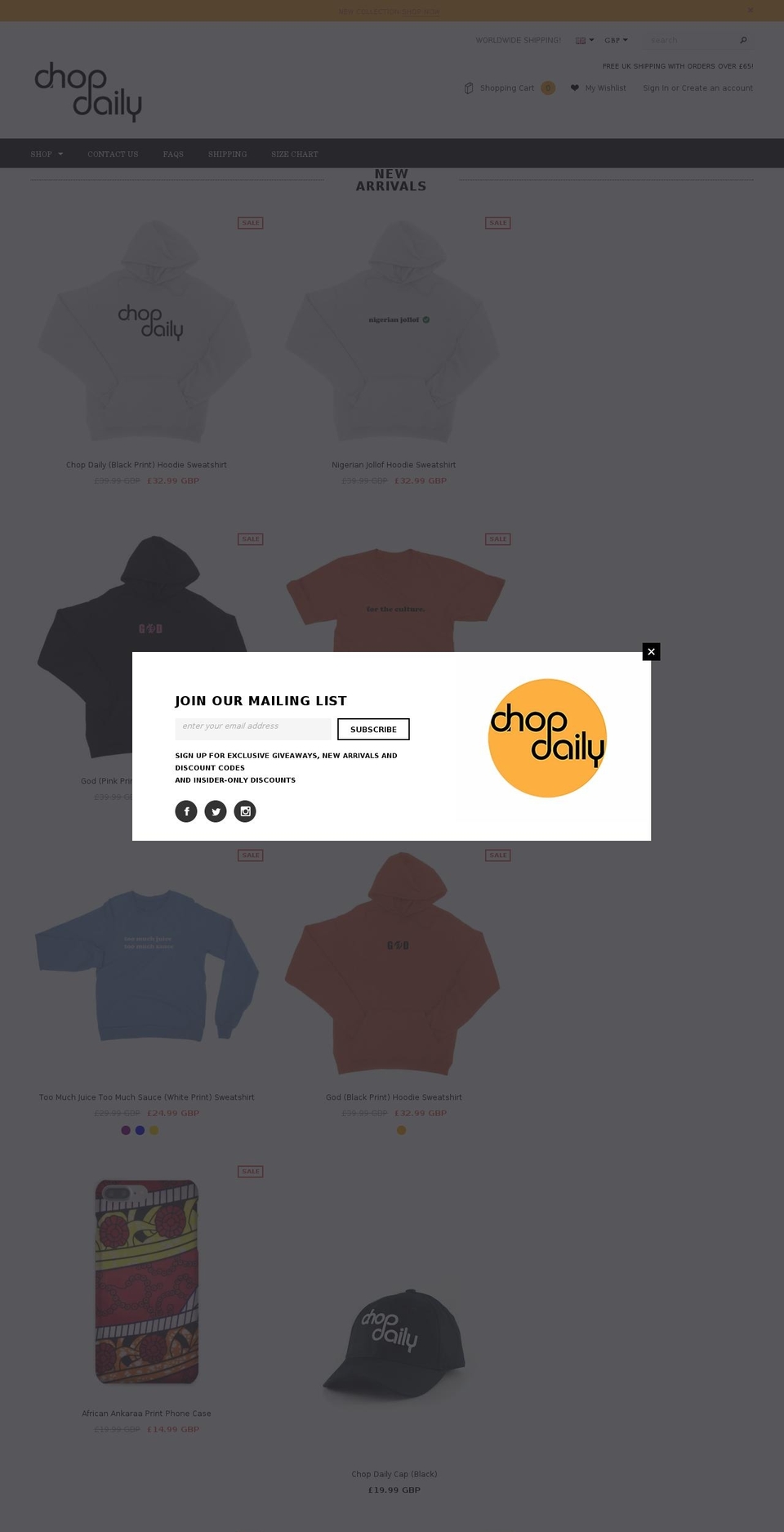 chopdaily.store shopify website screenshot