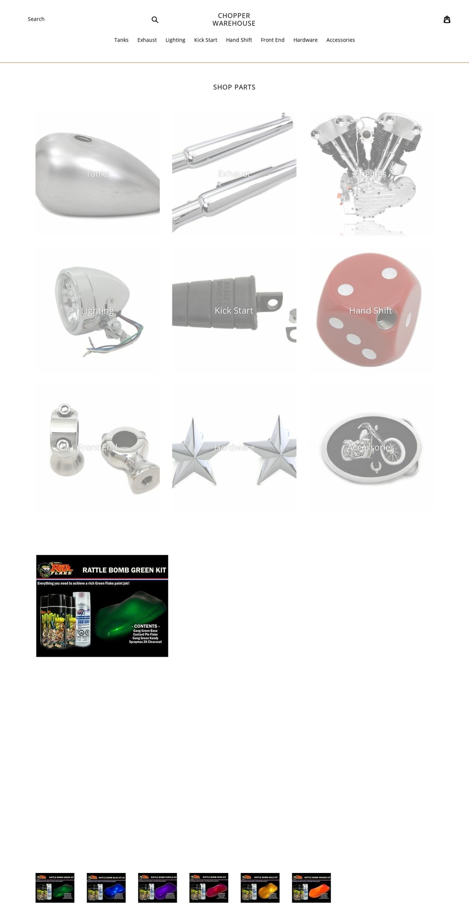 chopperwarehouse.com shopify website screenshot