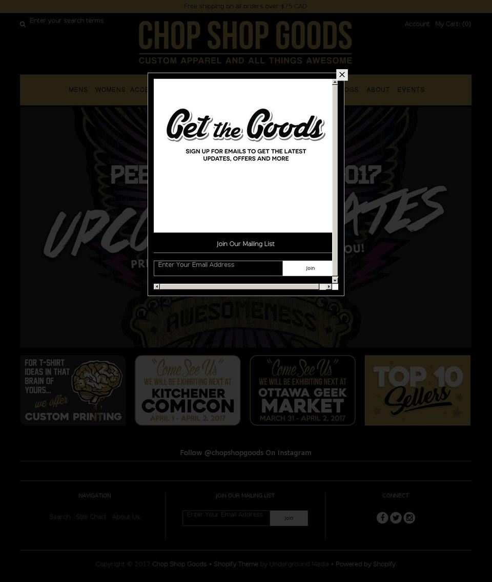 chopshopgoods.com shopify website screenshot