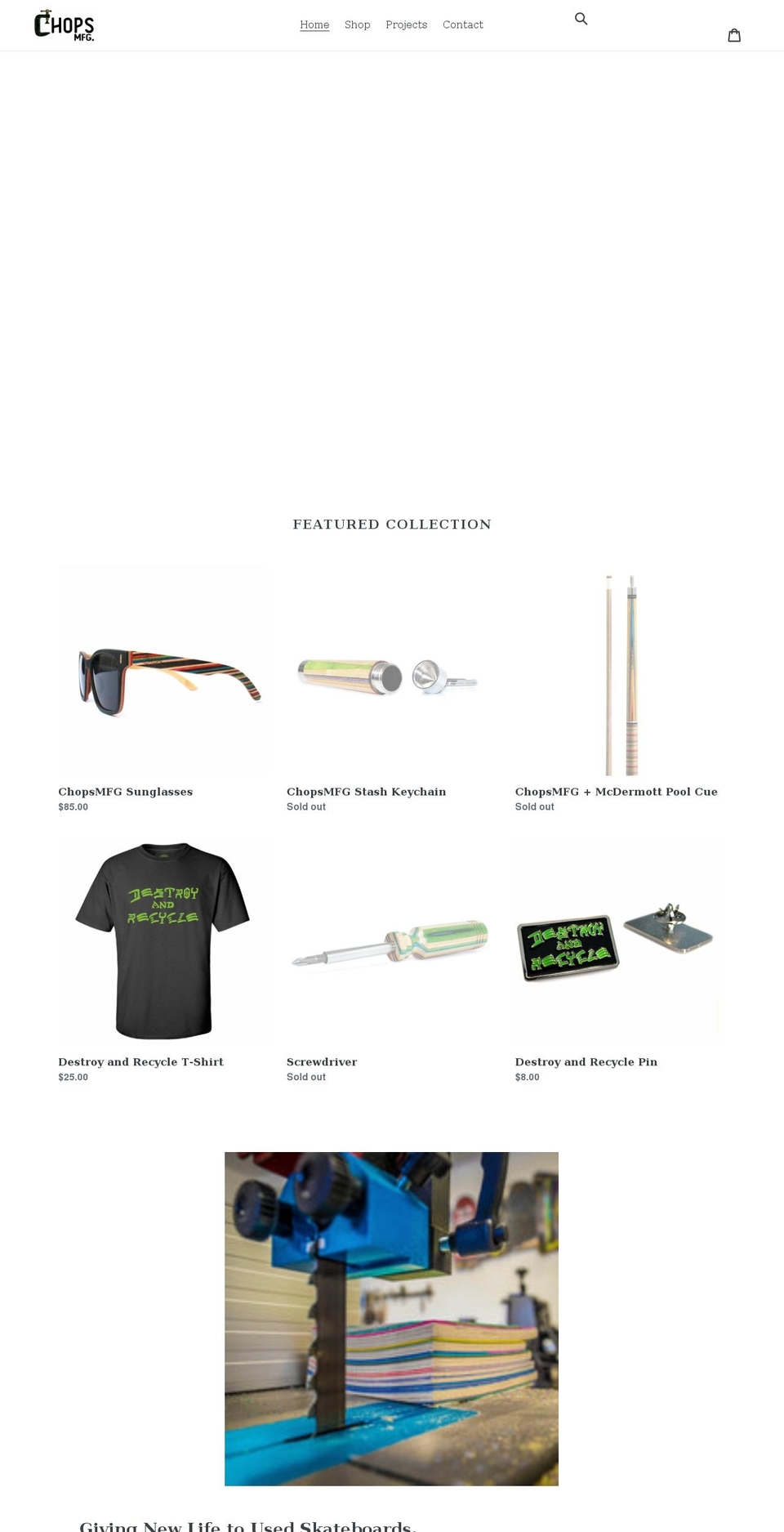 chopsmfg.com — Shopify storefront screenshot