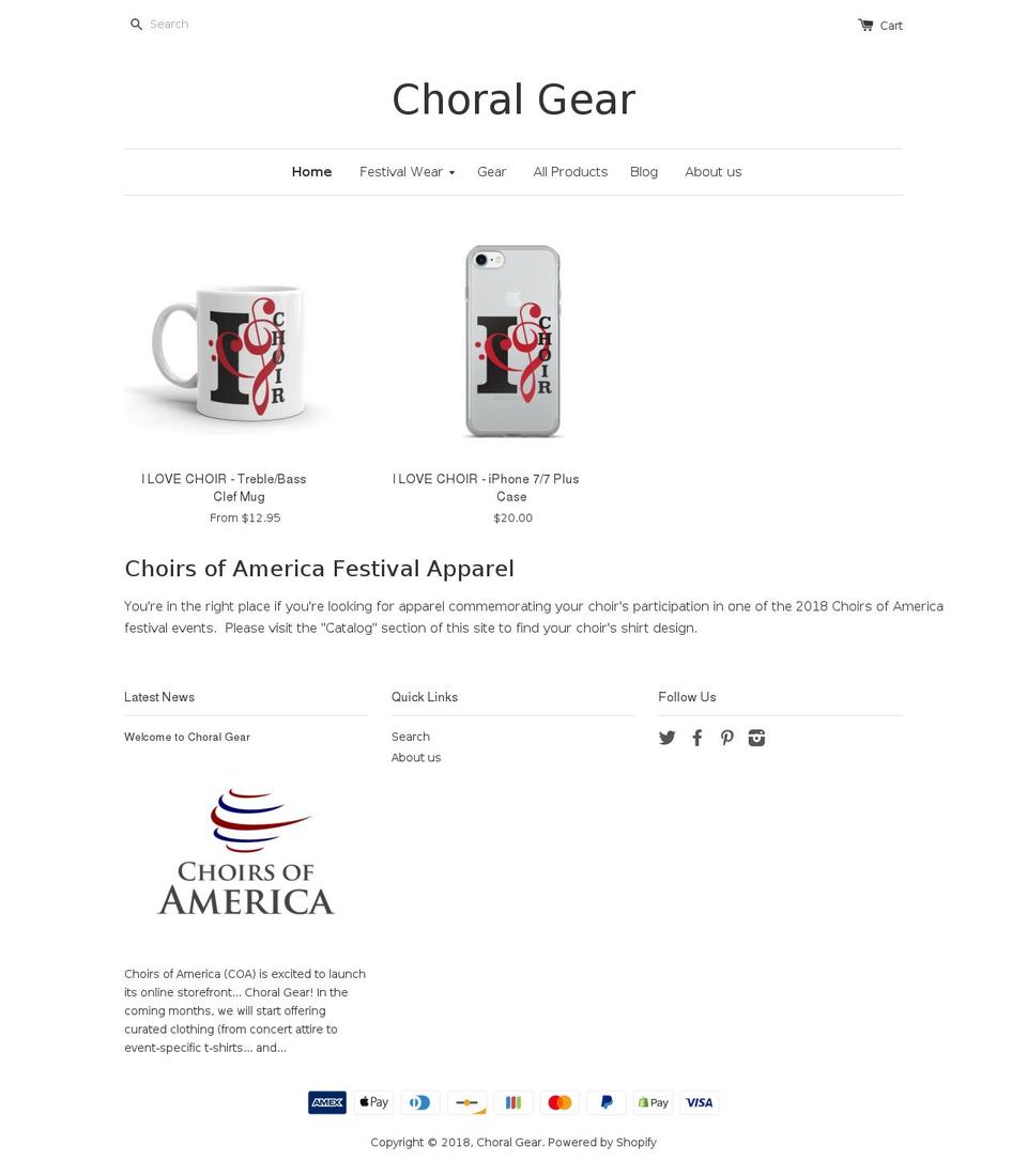 choralgear.com shopify website screenshot