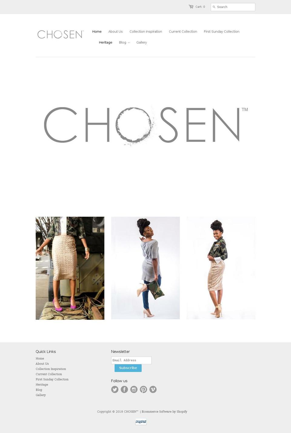 chosen-apparel.com shopify website screenshot