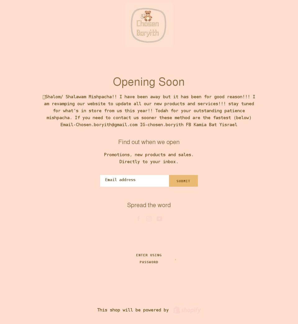 chosenboryith.com shopify website screenshot