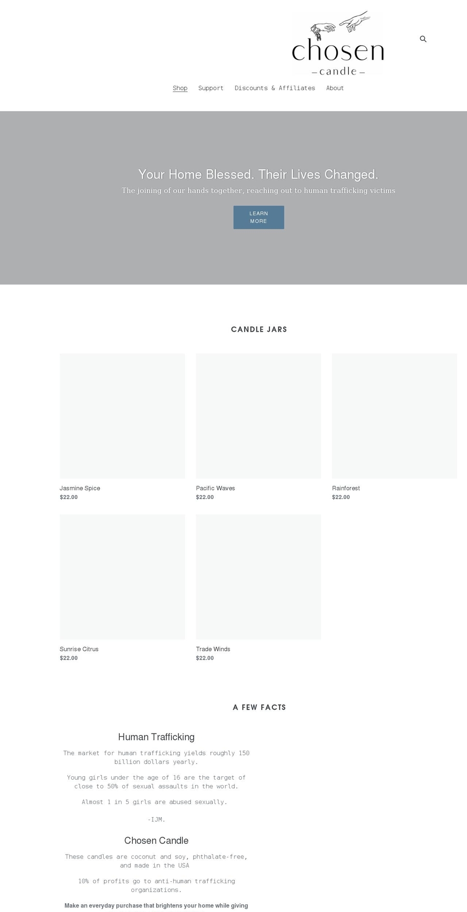 chosencandle.com shopify website screenshot