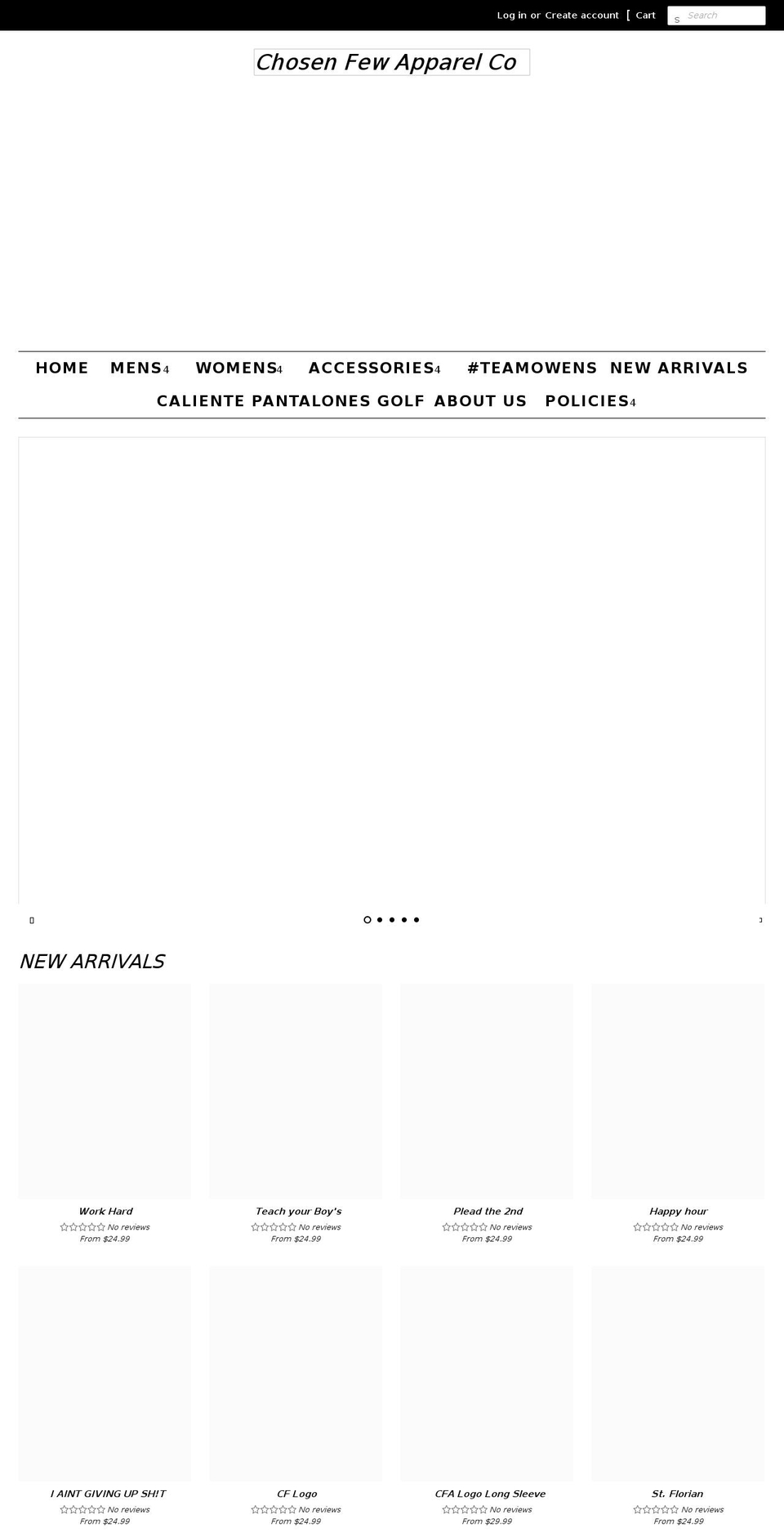 chosenfewapparel.net shopify website screenshot