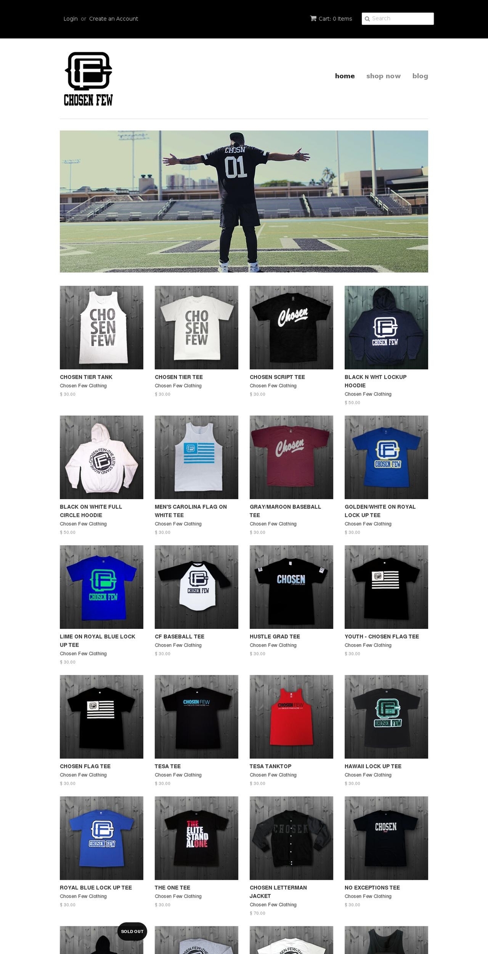 chosenfewclothing.com shopify website screenshot