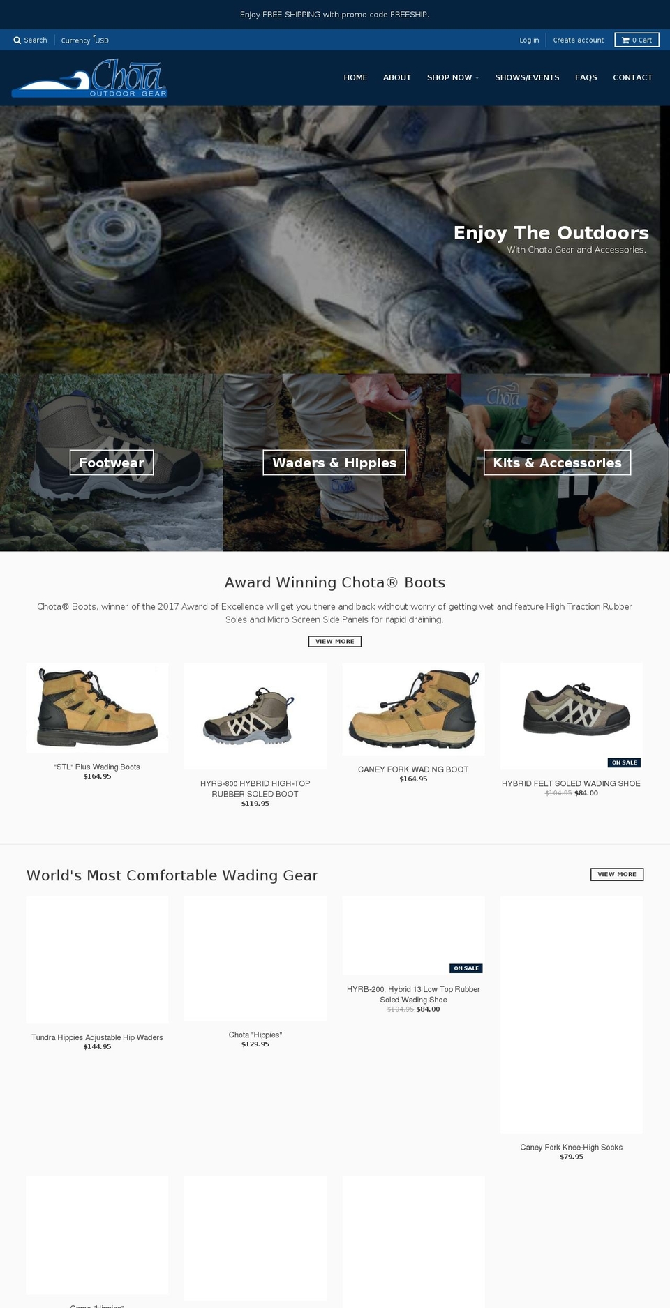 chotaoutdoorgear.info shopify website screenshot