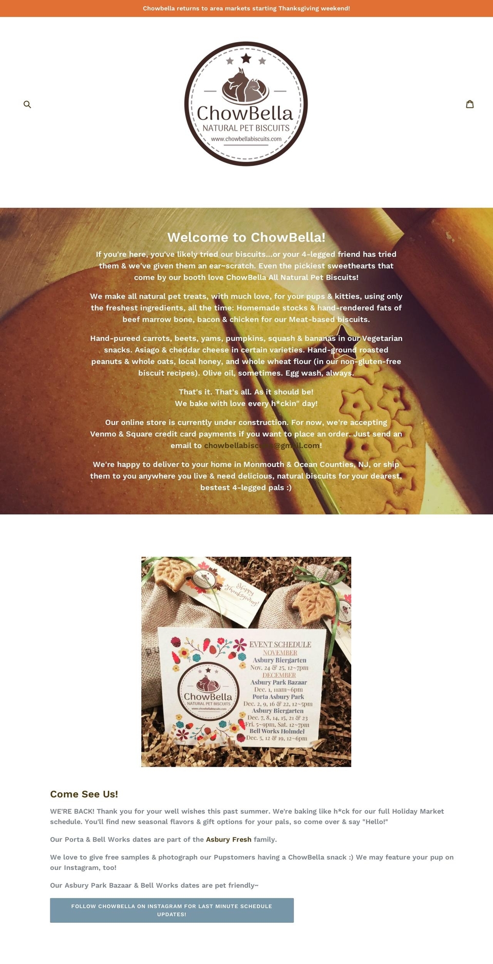 chowbellabiscuits.com — Shopify storefront screenshot