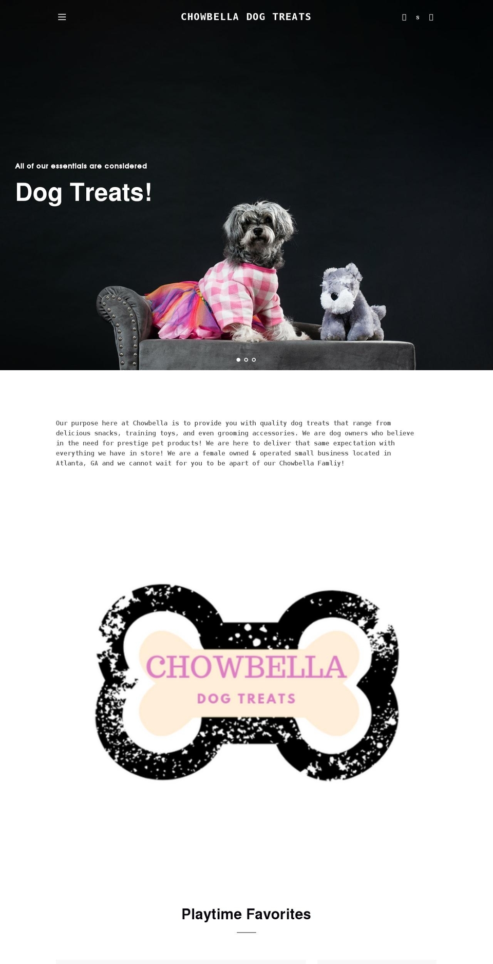 chowbellatreats.com shopify website screenshot