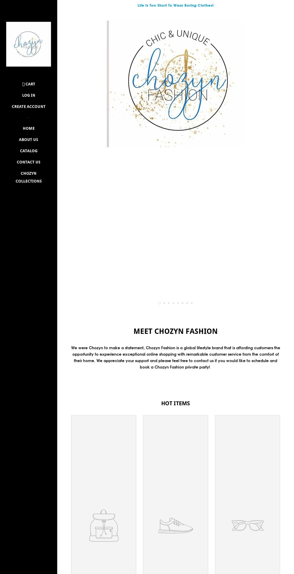 chozynfashion.com shopify website screenshot