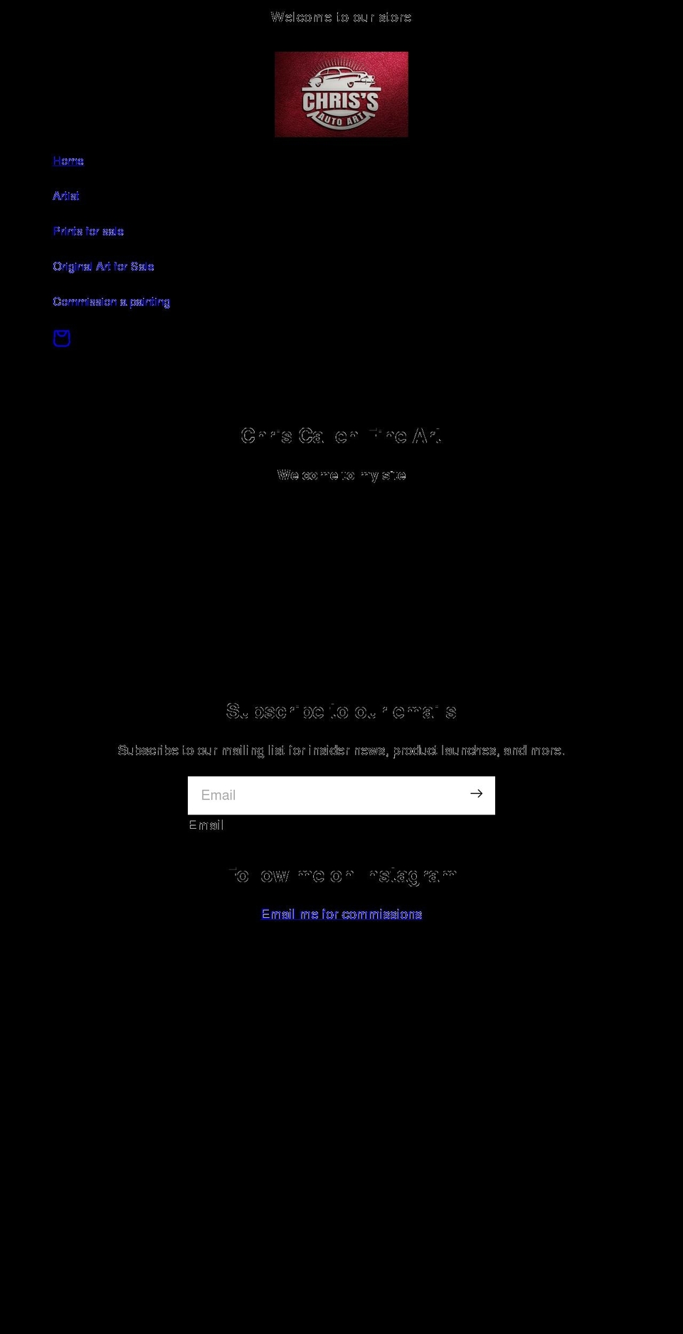 chriscallenautoart.com shopify website screenshot