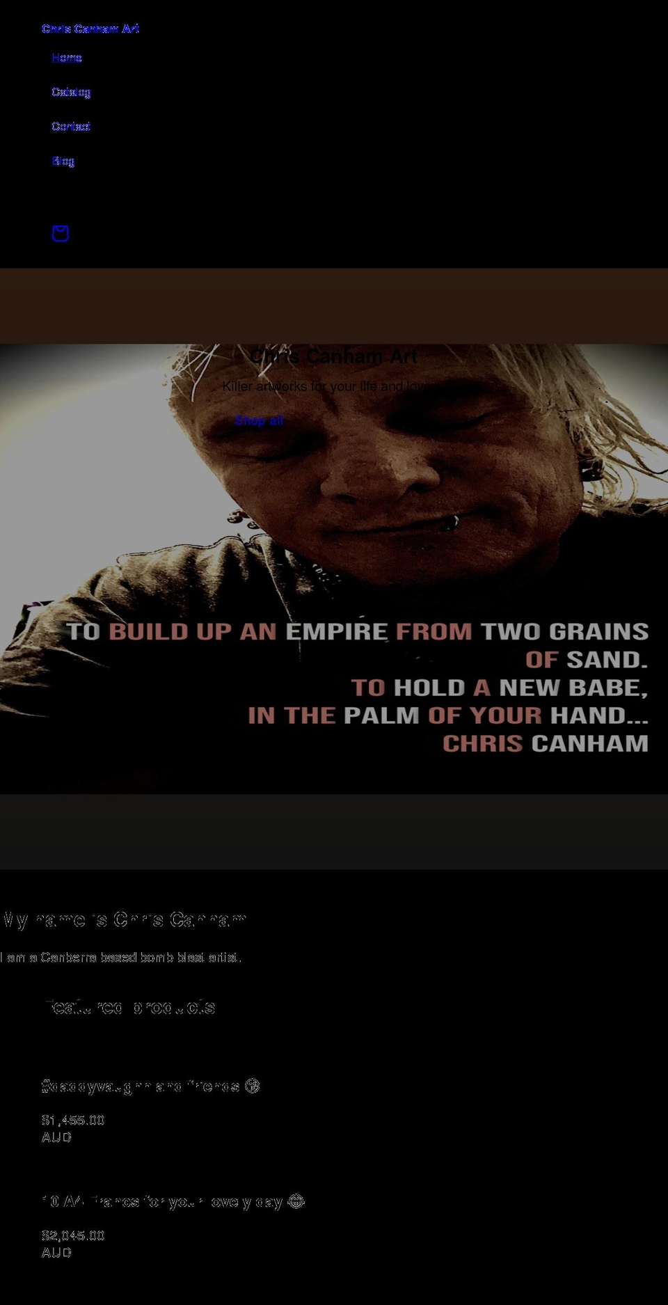 chriscanham.com shopify website screenshot